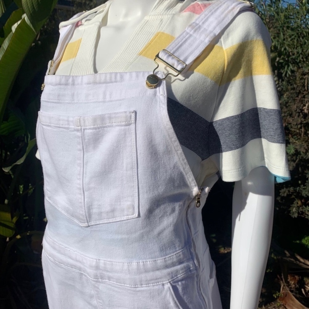 💋NWT FRAME Palazzo Denim Short Zip White Overalls - Picture 14 of 15